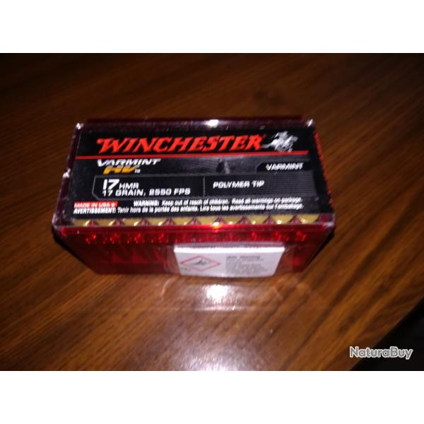 17 HMR varminT HV  17 grain WINCHESTER. lots de deux boites de 50