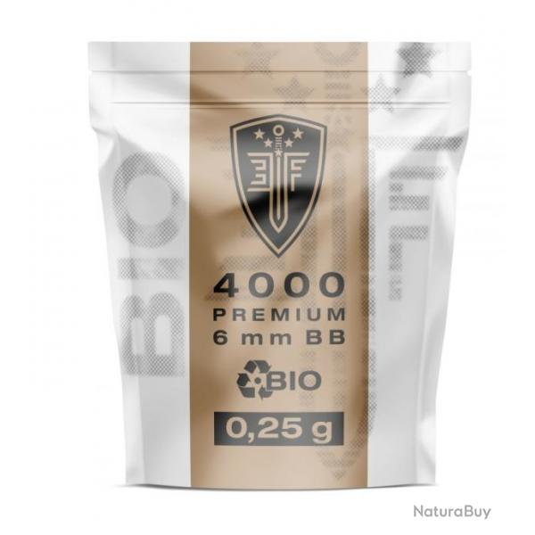 BILLES BBS 6MM ELITE FORCE BIO BLANCHE 0.25G SACHET X4000