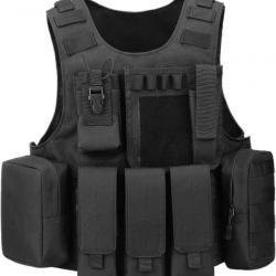 Gilet tactique Armée Militaire Molle Airsoft Gilet pour Hommes Femmes Camping Randonnée Chasse