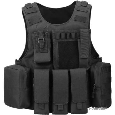 Gilet Chasse Polyester 600D ProCase Gilet Tactique Militaire Mesh, Veste De Combat Avec Ceinture Pour Airsoft Jeu CS Gilet Militaire MOLLE