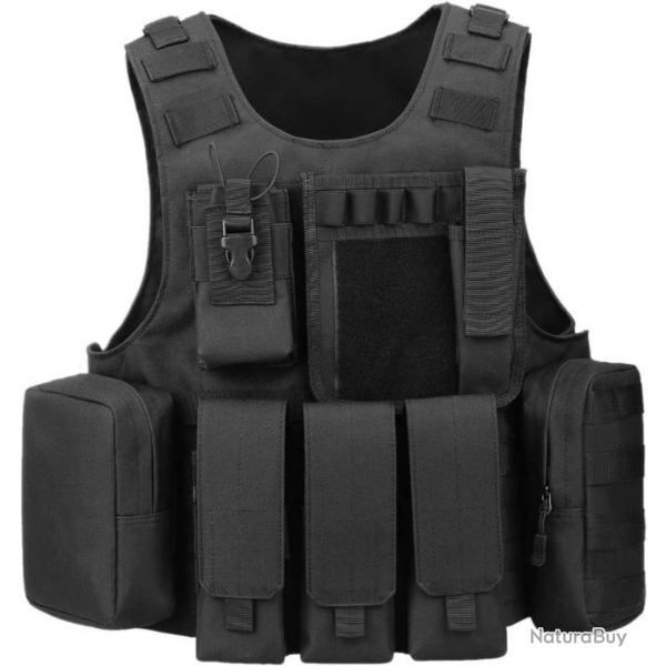 Gilet tactique Arme Militaire Molle Airsoft Gilet pour Hommes Femmes Camping Randonne Chasse