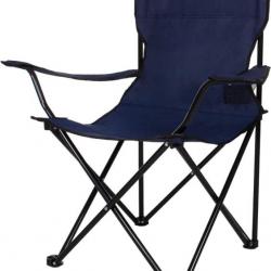 Chaise pliante bleue avec porte gobelet - Camping, pêche, pique-nique extérieur, plage