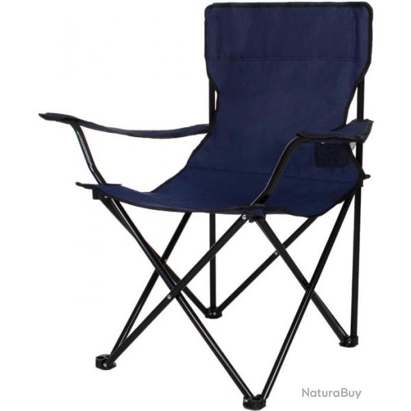 Chaise pliante bleue avec porte gobelet - Camping, pche, pique-nique extrieur, plage