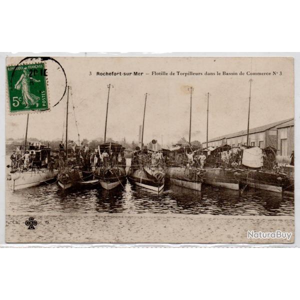 CPA -MARINE DE GUERRE-Rochefort-sur Mer -Flottille de Torpilleurs dans le Bassin de Commerce N1419