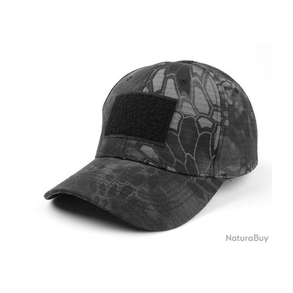 Casquette python noire velcro en faade