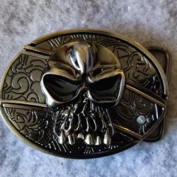 Boucle de ceinture avec couteau intégré Skull Punisher motard biker trike country western