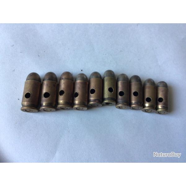 VENDU PAR LE-CUIRASSIER LOT DE 10 BALLES  DE CAL 9 MM COURT