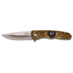 COUTEAU PLIANT THIRD MOTIF LOUP ET DECOR DORE