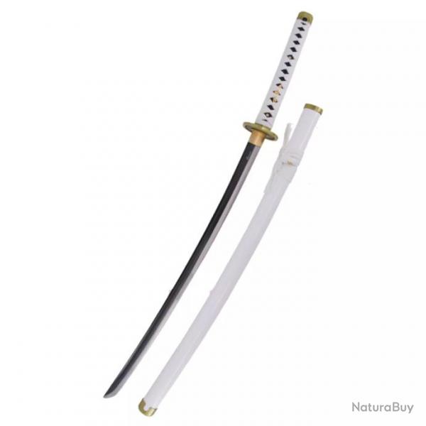 KATANA LAME ACIER FONCTIONNEL ONE PIECE BLANC