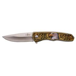 COUTEAU PLIANT THIRD MOTIF AIGLE ET DECOR DORE
