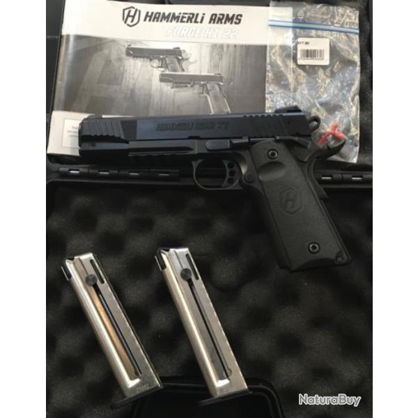 Pistolet HAMMERLI H1 FORGE 1911 calibre 22LR avec 2 chargeurs