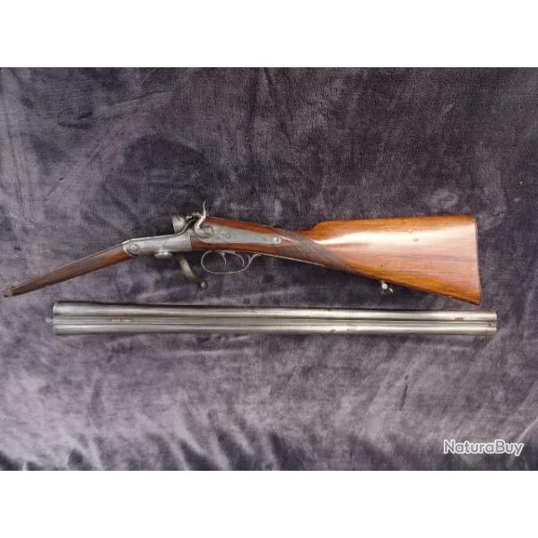 Fusil a percussion  chiens extrieurs calibre 12/65.