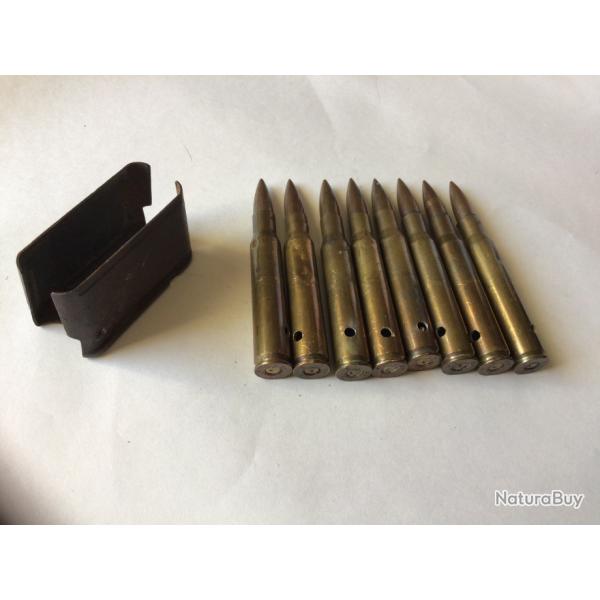 VENDU PAR LE-CUIRASSIER LOT N3 DE 8 BALLES SUR CLIP CALIBRE 30.06 GARAND SPRINGFIEL DMILITARISE