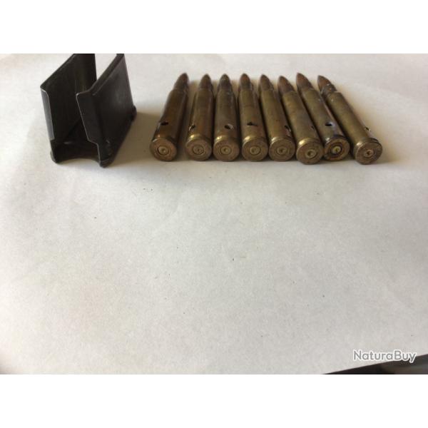 VENDU PAR LE-CUIRASSIER LOT N1 DE 8 BALLES MONTES SUR CLIP CALIBRE 30.06 GARAND SPRINGFIEL