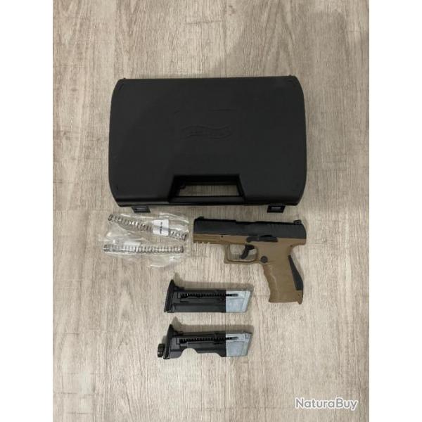 Pistolet WALTHER PPQ M2 T4E tan cal.43 type gomme cogne