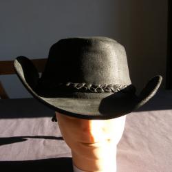 Chapeau de CowBoy Bushman Australien en cuir- couleur NOIR - taille L (env 60cm) Western Country