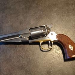 Révolver P.Noire Pietta 1858 REMINGTON NEW MODEL ARMY SHERIFF Inox, crosse noyer quadrillée. Cal 44.