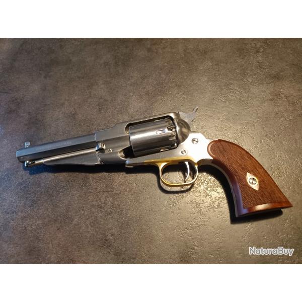 Rvolver P.Noire Pietta 1858 REMINGTON NEW MODEL ARMY SHERIFF Inox, crosse noyer quadrille. Cal 44.