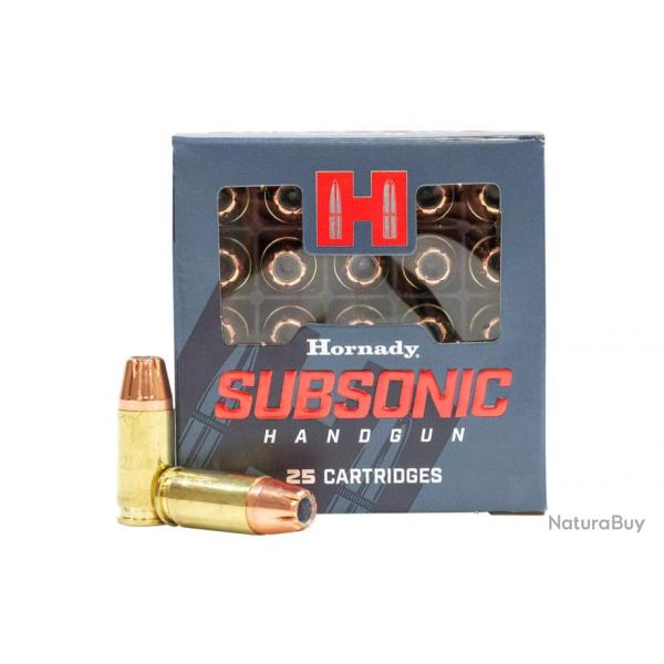 25 munitions Hornady Subsonic 9mm Luger 147gr XTP