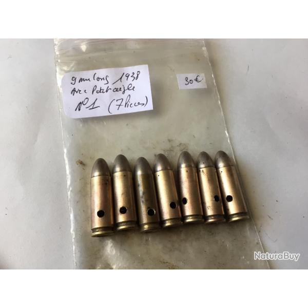 VENDU PAR LE-CUIRASSIER LOT N 1 DE 7 BALLES  9 MM LONG AVEC AIGLE