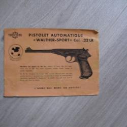 MANUEL NOTICE pour Pistolet WALTHER SPORT 22LR