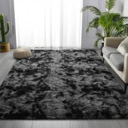 Tapis Poils Longs Polypropylène Gris Foncé Antidérapant Doux Shaggy 160 x 230 cm