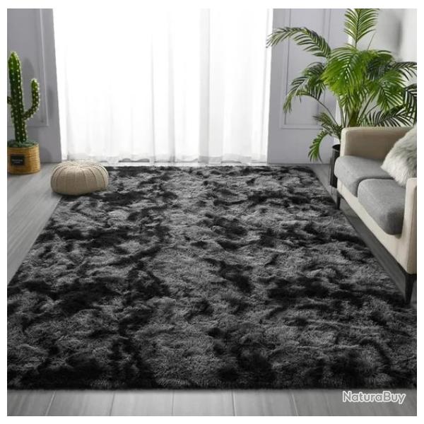 Tapis Poils Longs Polypropylne Gris Fonc Antidrapant Doux Shaggy 160 x 230 cm