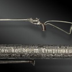 Revolver Carabine Lefaucheux Gravé Par Caron Aqer. De L'empereur. France, XIXème Siècle