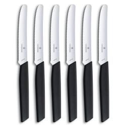 Victorinox 6.9003.11W S&eacute;rie Swiss Modern Pack de 6 Couteaux Noir &agrave; tomates et de table