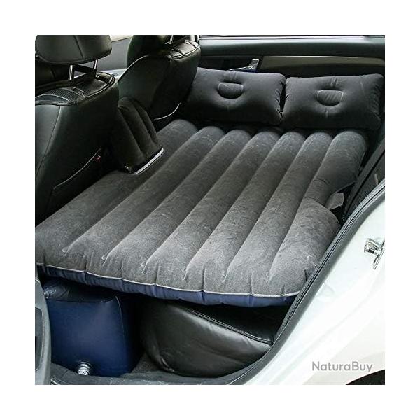 Matelas Gonflable Pliant Multifonctionnel 3 Couleurs + 2 Oreillers + Pompe, Noir ?- 138 x 85 x 38 cm