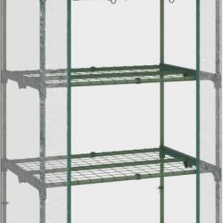 Serre de Jardin Balcon étagère Serre 3 Niveaux dim. 69L x 49l x 125H cm métal thermolaqué Vert PVC