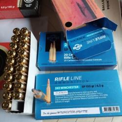 MUNITIONS PARTIZAN 243 WINCHESTER 100 GRS SOFT POINT LOT DE 3 BOÎTES