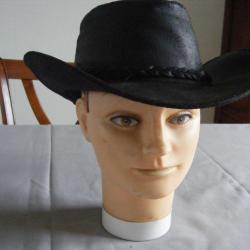 Chapeau de CowBoy Bushman Australien en cuir- couleur NOIR - taille M (env 55cm) Western Country