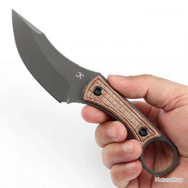 Couteau Kansept Niko Brown Frag Lame Acier D2 Manche Micarta Etui Kydex KG004A8