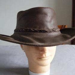 Chapeau de CowBoy Bushman Australien en cuir- couleur marron - taille L (env 60cm) Western Country