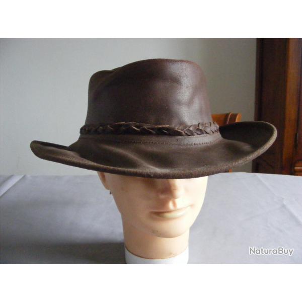 Chapeau de CowBoy Bushman Australien en cuir- couleur marron - taille L (env 60cm) Western Country