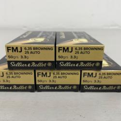 !! NEUF !! BALLES SELLIER & BELLOT CALIBRE 25ACP FMJ 3.3gr PAR 250