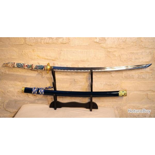 REPRODUCTION d'un sabre Chinois katana TACHI au dragon lame aiguise - ref EBR24JAP008