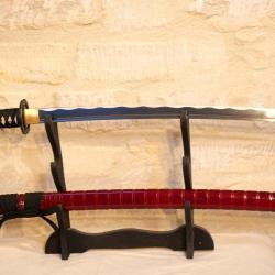 REPRODUCTION d'un sabre japonais katana fourreau couleur bordeaux bonne qualité EBR24JAP009