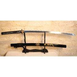 REPRODUCTION sabre japonais katana fourreau laqué noir avec dragon  bonne qualité ref EBR24JAP014