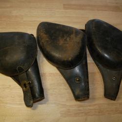 Lot de 3 Etuis "Jambon" de 1873/92 en cuir noir à restaurer ou pour pièces