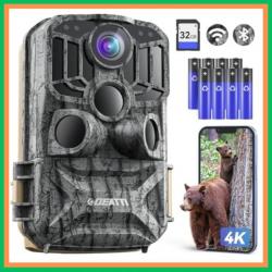 Caméra de Chasse Connectée 4K 48MP - WiFi, Vision Nocturne Infrarouge, 120° Angle