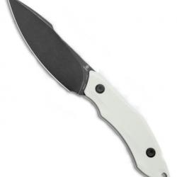 Couteau Tenable Luccio White Lame Harpon Acier Sandvik 14C28N Manche G-10 Etui Kydex G007A3