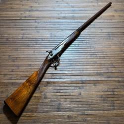 SUPERBE FUSIL DE LUXE ANGLAIS CALIBRE 12 GRAVÉ DE SCÈNE DE CHASSE CANON DAMAS BRONZAGE CHOCOLAT