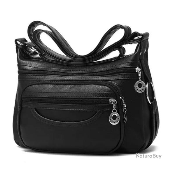 Sac  Main Femme en Cuir PU - lgant, Pratique et Grande Capacit Noir