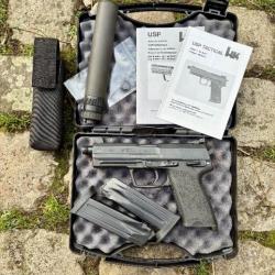 HK USP TACTICAL CAL 45 ACP CANON FILETÉ + silencieux BRUGGER ET THOMET B&T AG distribué par RUAG