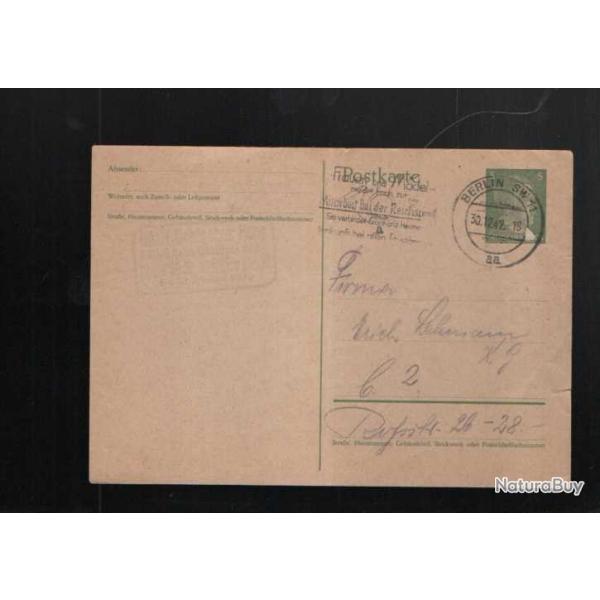 entier postal 1942 adolf hitler post de berlin