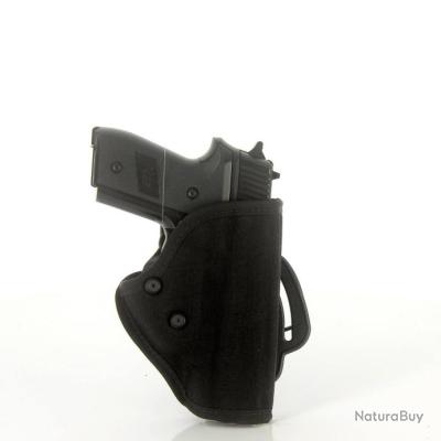 Holster universel de pistolet et revolver avec porte chargeur en nylon noir pour droitier ou