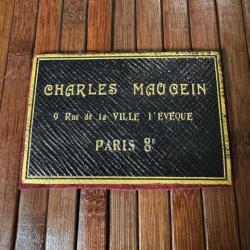 ÉTIQUETTE CUIR D'ORIGINE DE COFFRET DE FUSIL LUXE CHARLES MAUGEIN