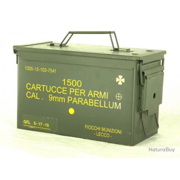 Caisse  Munitions acier d'occasion VIDE - ITALIE - 28x18x14 cm